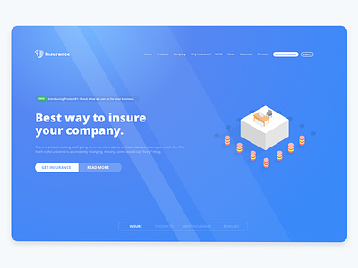 Insurance Hero 2d app banner blue design flat hero illustration insurance isometric slider web