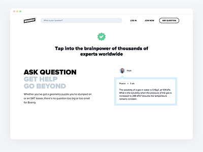 Brainly Desktop Homepage Question & Answer section animation brainly branding clean design flat homepage icon interface landing landingpage logo minimal sketch typography ui uiux ux web website