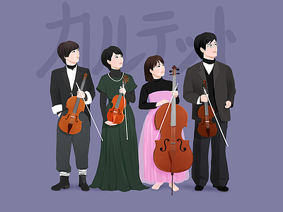 Quartet art illustration musicisan violin