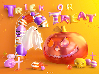 Trick or treat halloween c4d