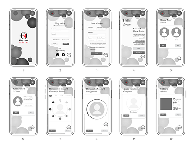 The Fool Theatre - Mobile APP - Wireframe 1 app branding design graphic design logo typography ui ux vector wireframe