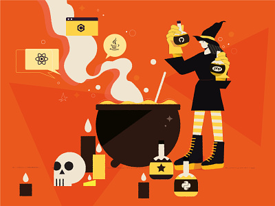 Mixture brewing autumn brewing candles cauldron design fall flat ghosts graphic design halloween illustration illustrator it programming pumpkin skull spooky vector witch