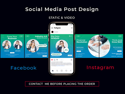 Social media posts design static or video