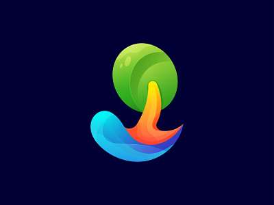 Tree + water modern gradient logo abstract design concept