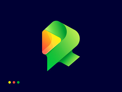 R + Play button modern app logo design