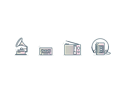 Music Icons cassette gramophone icon artwork icon illustration icondesign music music app radio stereo walkman