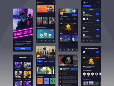 Game Portal Mobile App - #Exploration black clean dark dark theme e sports exploration game game portal gamers gaming ios live live streaming mobile mobile app product design prototype ui ux