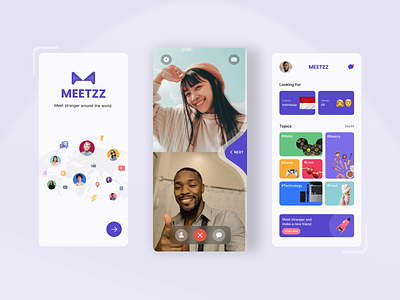 Talk With Stranger App - Video Chat Feature #Exploration 3d design animation branding bright chat clean colorful exploration ios mobile mobile app product design social media ui ux video call video chat
