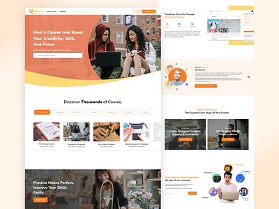 Landing Page - E-Learning Course #Exploration bright class clean colorful course e learning exploration home page landing page learning platform study teaching ui ux website website design