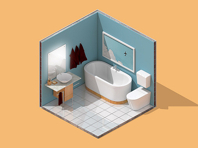 Mini Isometric Bathroom 3d 3ds isometric max