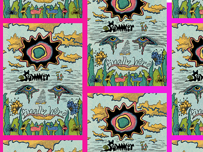Summer Is Finally Here poster 2d colorful concert poster design editorial editorial illustration graphic design illustration logo poster psychedelic spot trippy vector