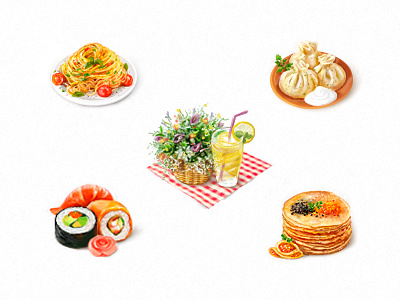 Realistic food icons