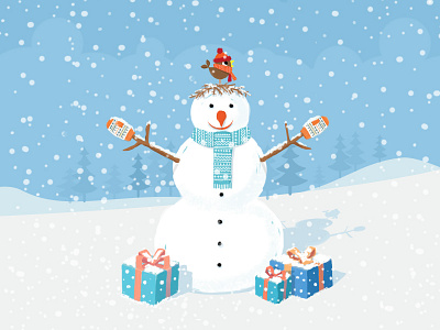 Snowman christmas flakes illustration snow snowman winter winter holidays