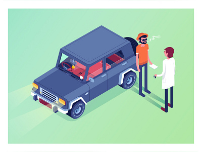 Car/ jeep car coloful conversation dialog hipster illustration jeep man people smoking vector