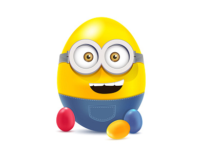 Happy Easter! card coloful egg greating happy easter illustration minion vector