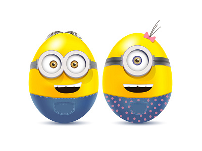 Happy Easter! card colorful easter egg greating illustration minions vector