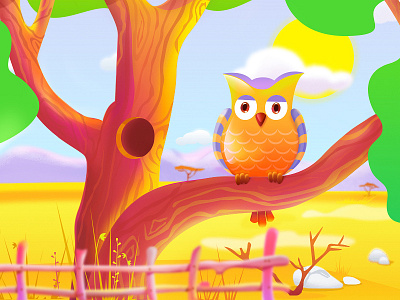 The Owl art book character color colorful creative design game illustration inspiration owl tree web