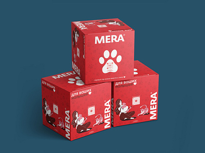 Packaging Design for "Mera" 3d box branding design flat graphic design identity illustration label minimal package packaging packaging design pattern pets print product retail typography vector