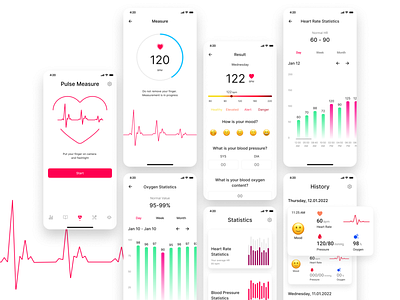 Heart Rate Monitor app design mobile ui
