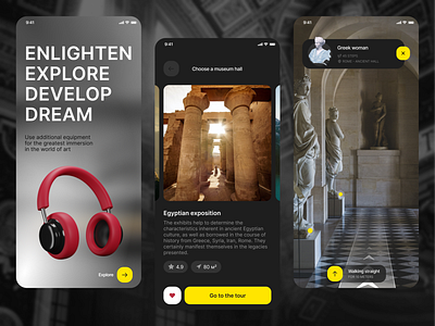 Mobile app-guide to the museums of the world branding concept design figma graphic design illustration logo mobile app museum redesign ui user interface web design