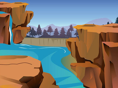 Waterfall illustration illustration vector