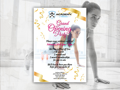 Academy Athletics Grand Opening Flyer fit fitness flyer flyer artwork flyer design flyer template flyers grand opening gym gym logo lifestyle weight loss wellness workout workouts