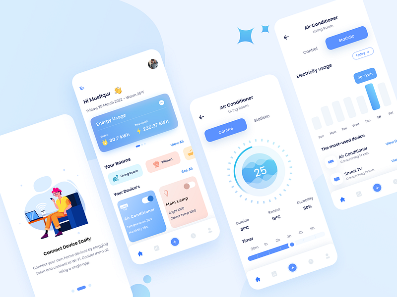 Smart Home | Mobile App UI Design by Musfiqur Rahman 🥇 on Dribbble