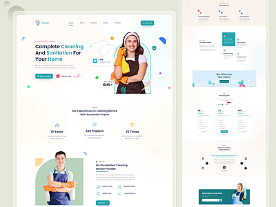 Cleanx | Cleaning Service Landing Page Design cleaning company cleaning service figma home service interface design landing page maintainance trendy web uiux web design web ui