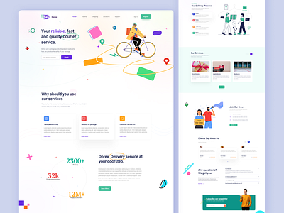 Dorex - Courier Service Landing Page Design cargo courier courier delivery courier service delivery service fastest delivery landing page design logistics shipment transportation ui design uiuxdesign website design website ui