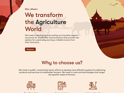 Farming Website landing Page agriculture company crop cultivation farmer farming indian minimal minimalism solution technology typography ui uidesign ux webdesign website