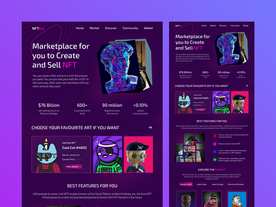 NFT Website design cryptocurrency marketplace nft nftwebsite purple simple ui uidesign uiux uxdesign web3 webdesign website