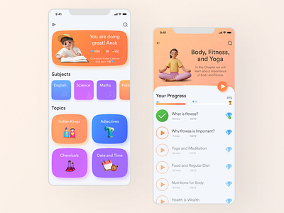 Learning App for kids education interface kids learning students ui uidesign uiux
