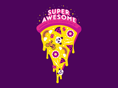 Super Awesome 'Za awesome beer branding color illustration pizza