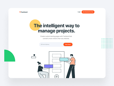 Project Management Software Landing free landing page freebie hero section homepage illustration interface landing page minimal saas software startup website