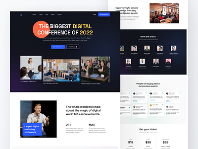 Digital Conference Landing Page conference design event hero area hero section homepage interface landing page saas software startup ui ui kit website