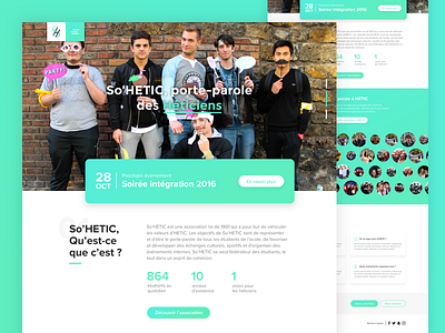SoHETIC Landing page - Student association carousel colorful first shot landing page material design page slider vibrant colors