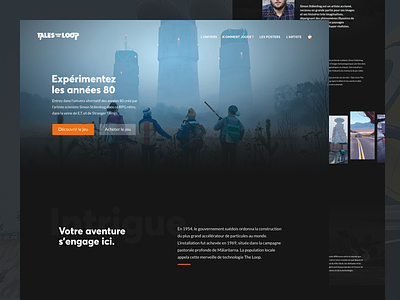 Tales From The Loop - Website design concept artist page dark landing page typography web design