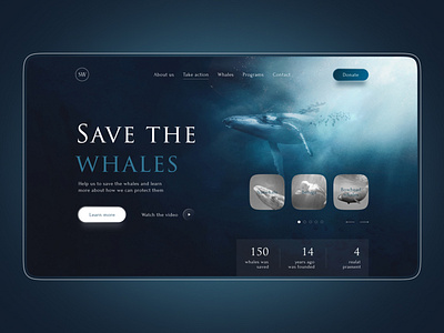 Landing Page for the Charitable foundation <Save the Whales> charitable foundation design landing page landing page for whales save the whales ui web design whales