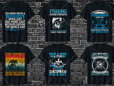 Fishing T-Shirt Design Vol.01 branding bulk custom tshirt design fishing graphic design hoodies illustration logo merch by amazon sketching tshirt typography vector