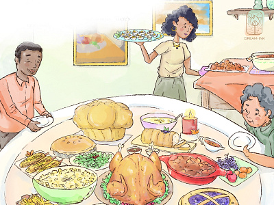 Piper's Potluck book cartoon children book cover design drawing illustration