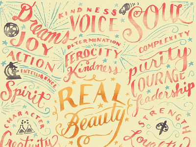 Real Beauty beauty hand lettered hand lettering lettering stars type typography