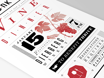 Wine Dinner 2 color black dinner editorial harriet knockout menu poster red typography wine