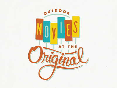 Outdoor Movies at the Original logo futura illustration lettering logo movie movies retro script