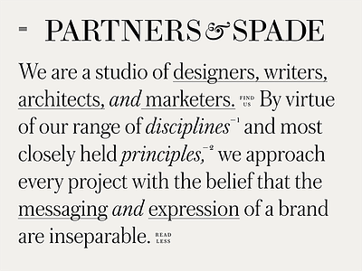 Partners & Spade Website agency responsive studio type typography web design web typography