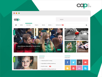 Caps Responsive News/ Magazine Theme blog design inspiration magazine news webdesign