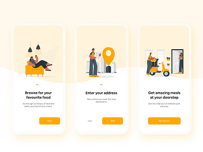 Onboarding for food app design food ui