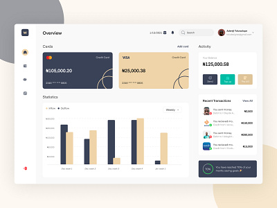 Finance App Dashboard design finance nft ui