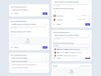 🛠 Create A New Environment // Salto add members add user admin application clean components create new design system desktop dropdown emptystate enterpise form design form field modal permissions picker saas select set permissions