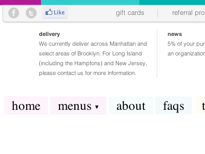 Shoogies Nyc Global Navigation box shadow gedy icons navigation transitions typekit fonts