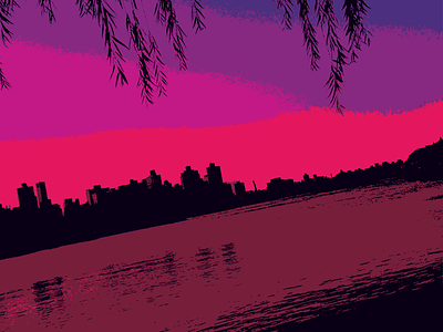 Psychedelic Skyline lavender nyc pink psychedelic purple skyline